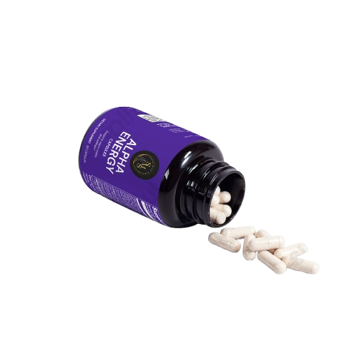 Alpha Energy Bottle Open Pills Spilling