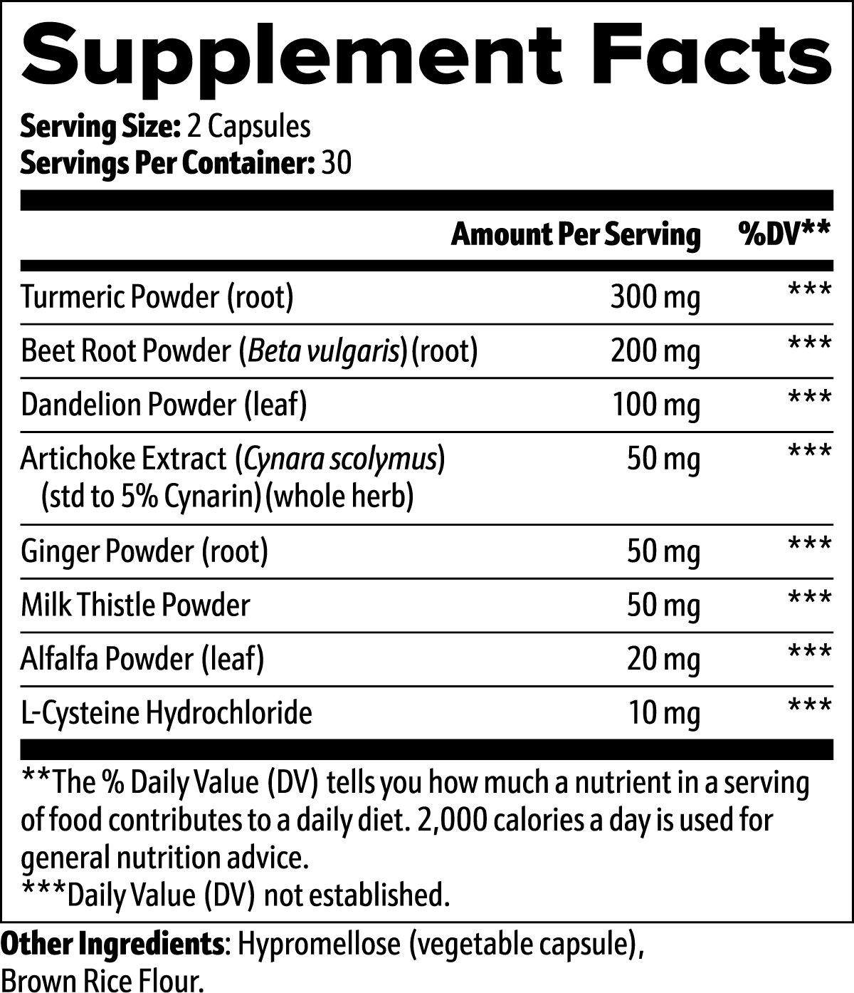 Live Support Ingredient label 