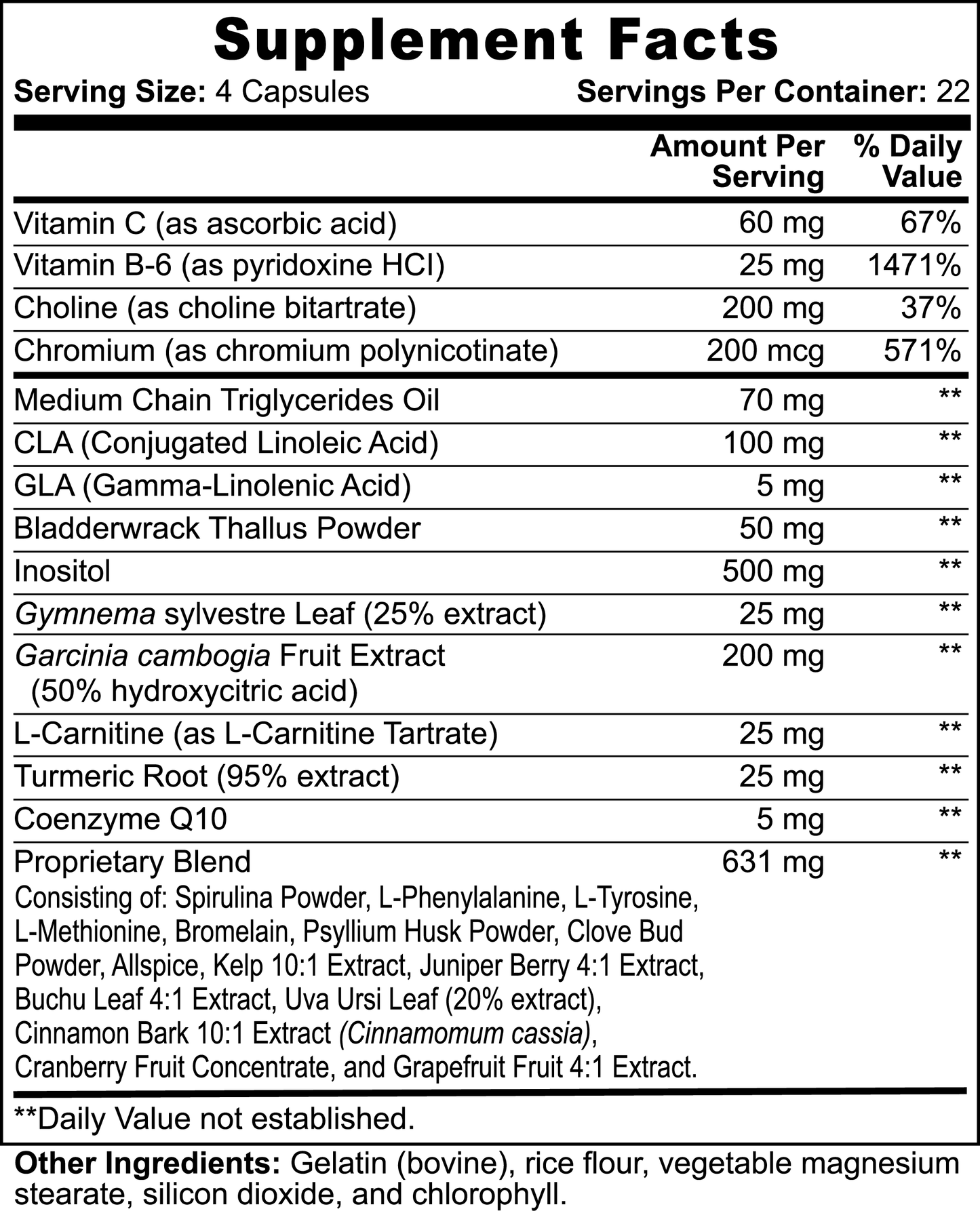 Super Fat Burner with MCT oil product ingredient label 